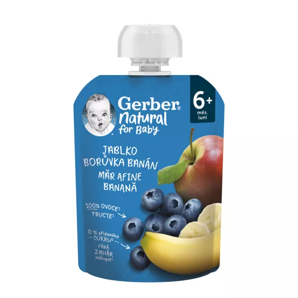 Piure de mar, afine si banane, +6 luni, 90 gr, Gerber