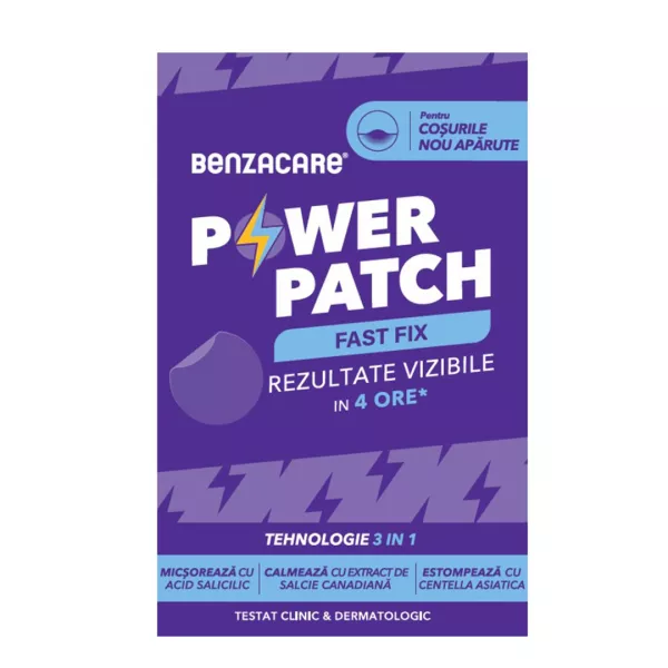 Plasturi anti-acnee Power Patch Fast Fix, 36 bucati, Benzacare