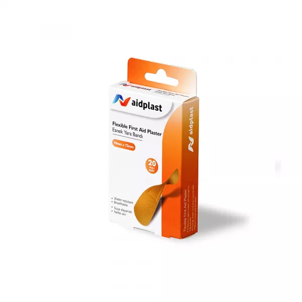 Plasturi de prim ajutor Flexibili 19mmx72mm Pe, 15 buc/cutie, Aidplast