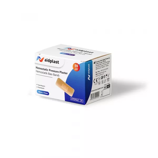 Plasturi hemostatici sterili 38x72, 50 buc/cutie, Aidplast