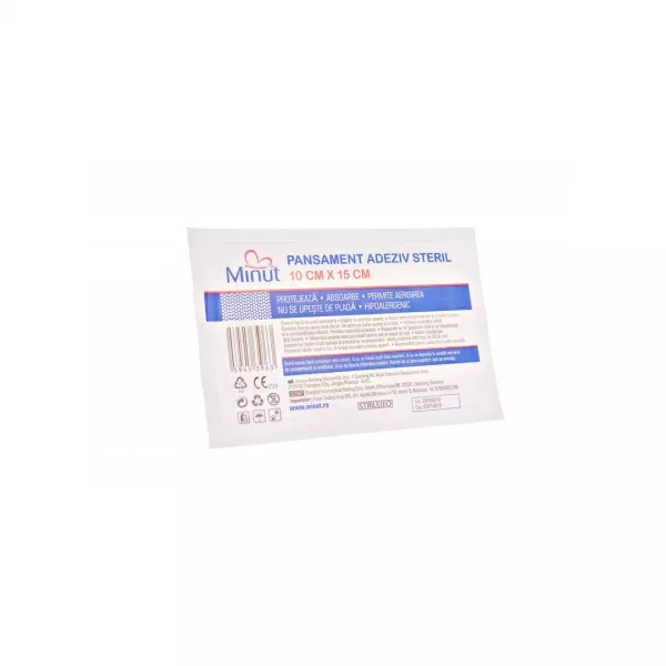 Pansament adeziv steril Pore, 10 x 15 cm, Minut