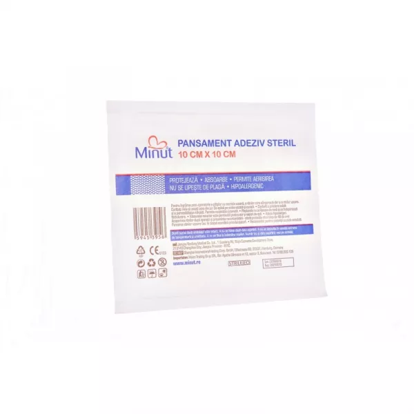 Pansament adeziv steril, 10 x 10 cm, Minut