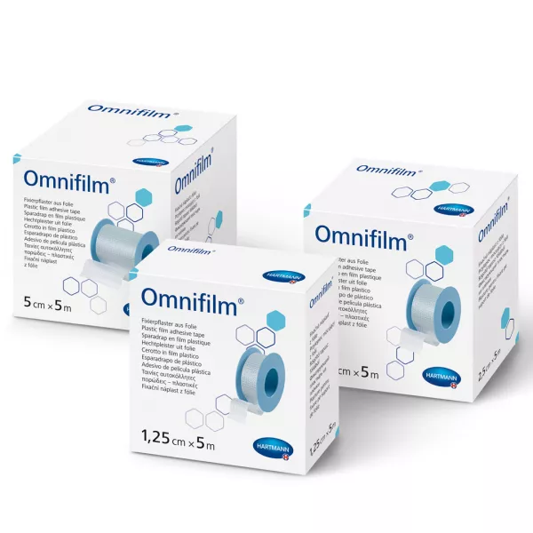 Plasturi adezivi hipoalergenici, Omnifilm, 5 cm x 5 m, Hartmann