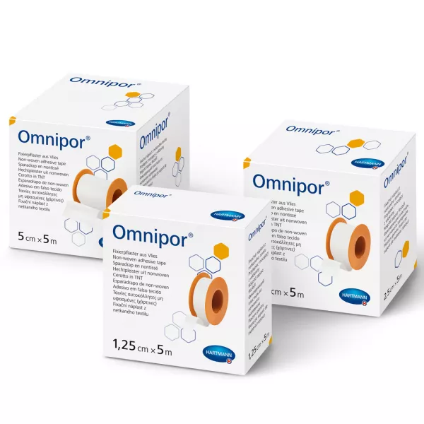 Plasturi din material alb netesut, Omnipor, 1,25 cm x 5 m, Hartmann