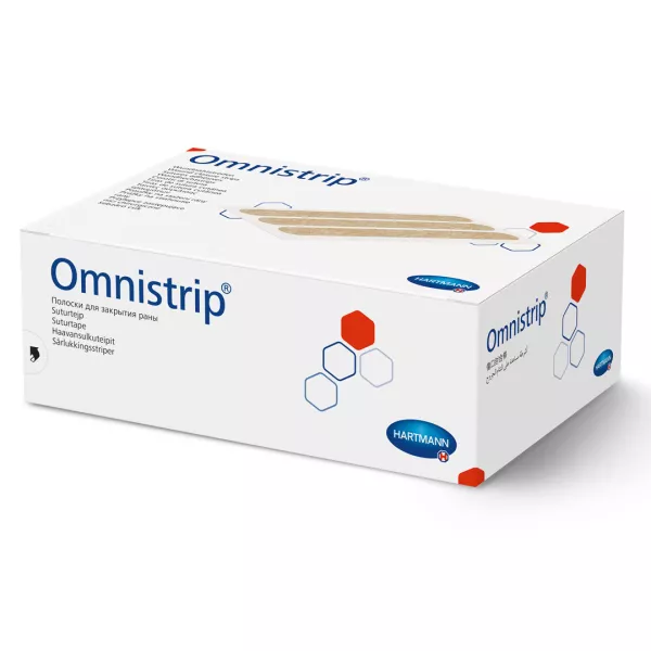 Plasturi pentru inlocuirea suturilor chirurgicale, Omnistrip, 6 x 76 mm, 1 cutie/50 bucati, 50 x 3 benzi,Hartmann