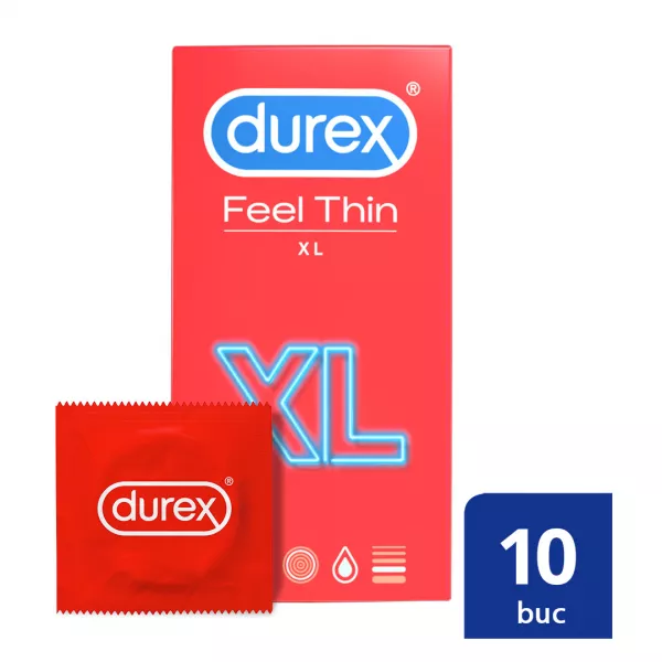 Prezervative Feel Thin XL, 10 bucati, Durex