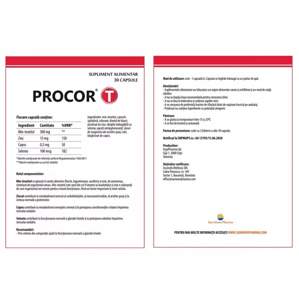 Procor T, 30 capsule, Sun Wave Pharma