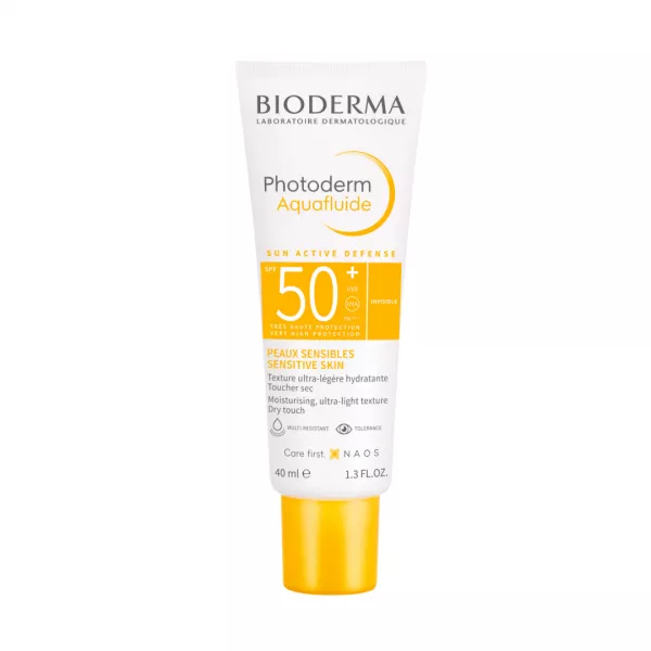 Fluid protectie solara SPF +50 Photoderm Aquafluide, 40 ml, Invisible, Bioderma 