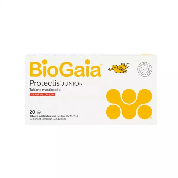 Protectis Junior cu aroma de capsuni, 20 tablete masticabile, BioGaia