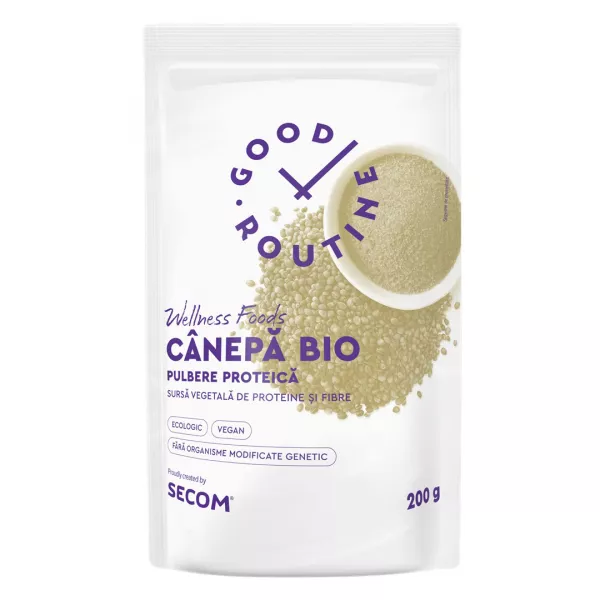 Pulbere proteica Bio de Canepa Good Routine, 200 g, Secom