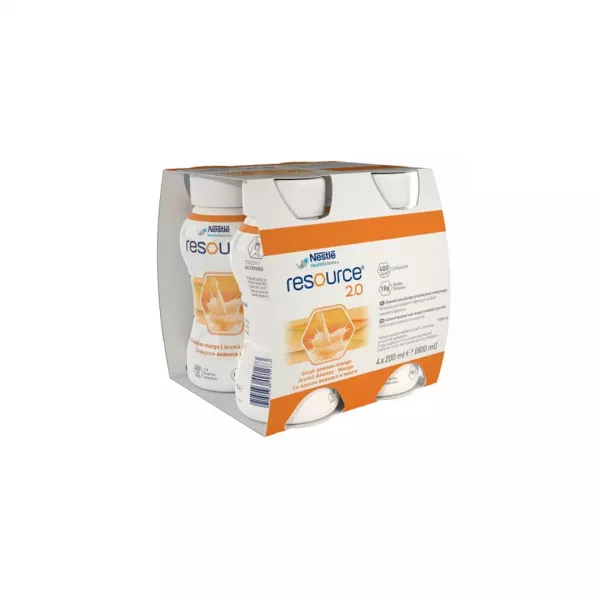 Resource 2.0 cu Ananas si Mango, 4 x 200 ml, Nestle