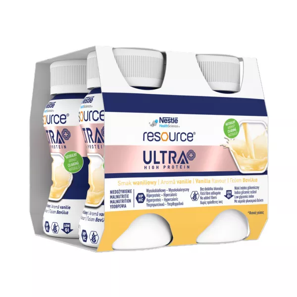 Resource Ultra+ High Protein cu aroma de vanilie, 4 x 125 ml, Nestle