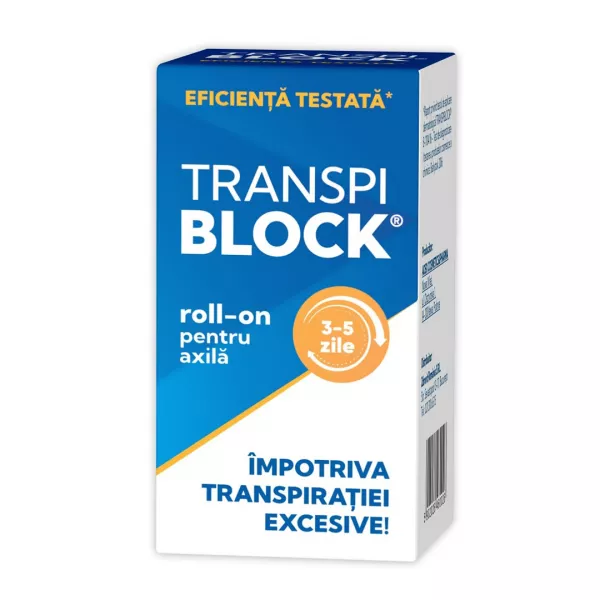Roll-on impotriva transpiratiei excesive Transpiblock, 50 ml, Zdrovit