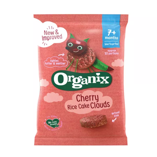 Rondele Bio din orez cu cirese, +7 luni, 40 g, Organix