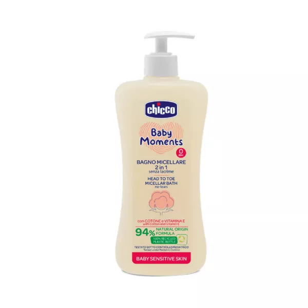 Sampon si gel de dus micelar dermatologic Baby Moments Sensitive 10241-9, 0 luni+, 500 ml, Chicco