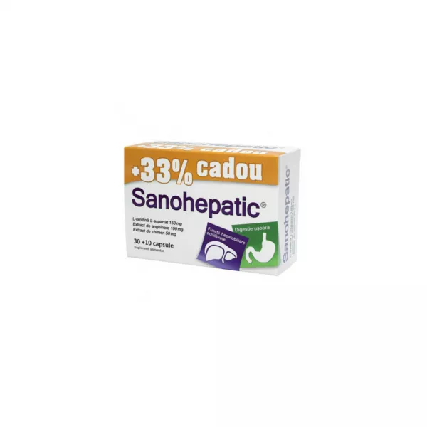 Sanohepatic 30 capsule + 10 capsule Gratuit, 33% Cadou, Zdrovit
