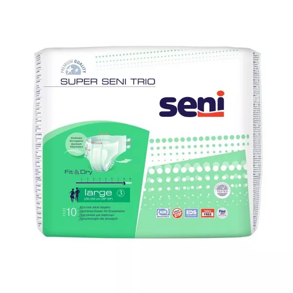 Scutece cu sistem inchis, Large, 10 bucati, Super Seni Trio