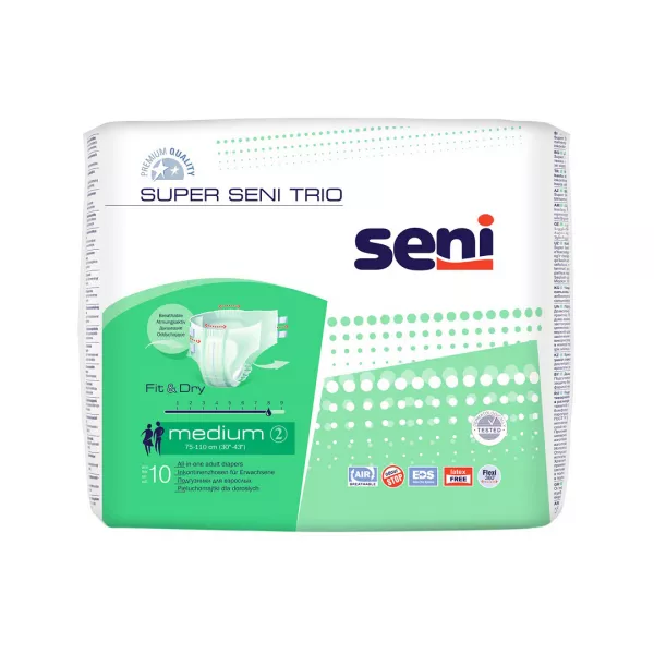 Scutece cu sistem inchis, Medium, 10 bucati, Super Seni Trio