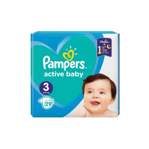 Scutece Pampers Active Baby Compact Pack, Marimea 3, Nou Nascut, 6 - 10 kg, 29 bucati