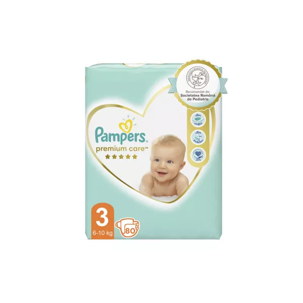 Scutece Pampers Premium Care Jumbo Pack Marimea 3, 6-10 kg, 80 bucati