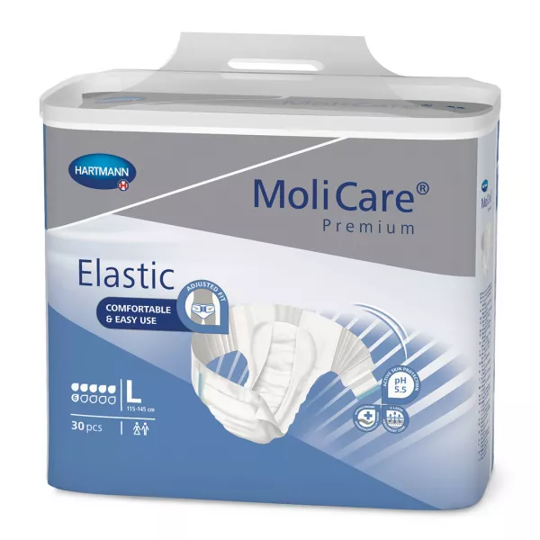 Scutece pentru incontinenta MoliCare Premium Elastic 6 picaturi, marime L, 30 bucati, Hartmann