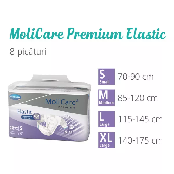 Scutece pentru incontinenta MoliCare Premium Elastic 8 picaturi, marime XL, 14 bucati, Hartmann