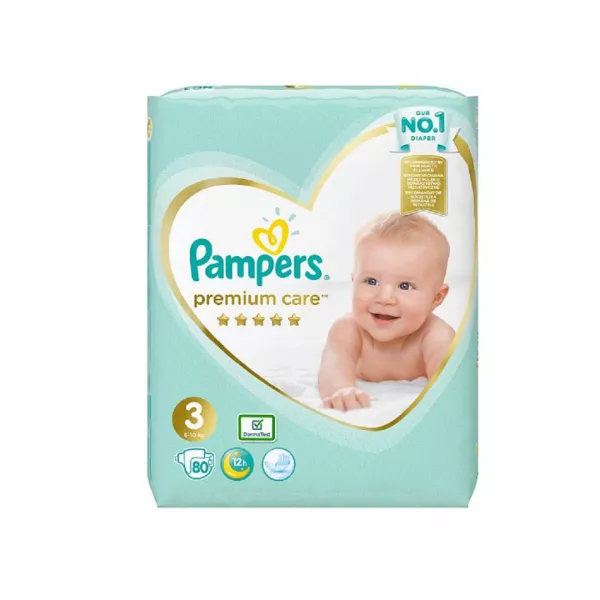 Scutece Premium Care Nr.3, 6 - 10 kg, 80 bucati, Pampers