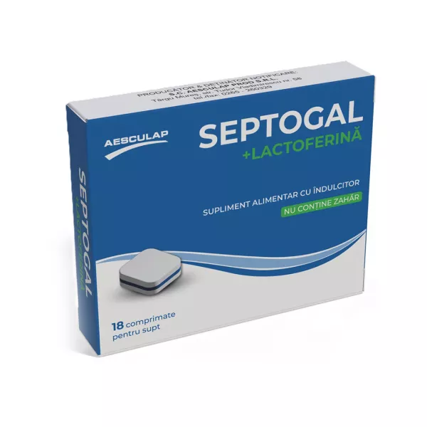 Septogal + lactoferina, 18 comprimate de supt, Aesculap