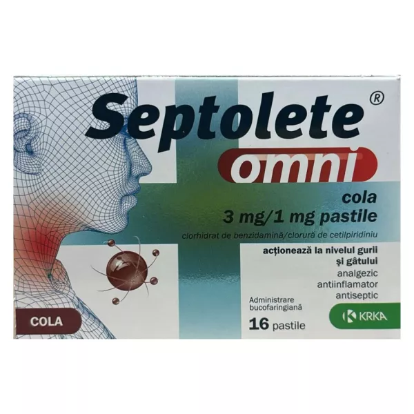 Septolete Omni Cola 3 mg/1 mg, 16 pastile, KRKA