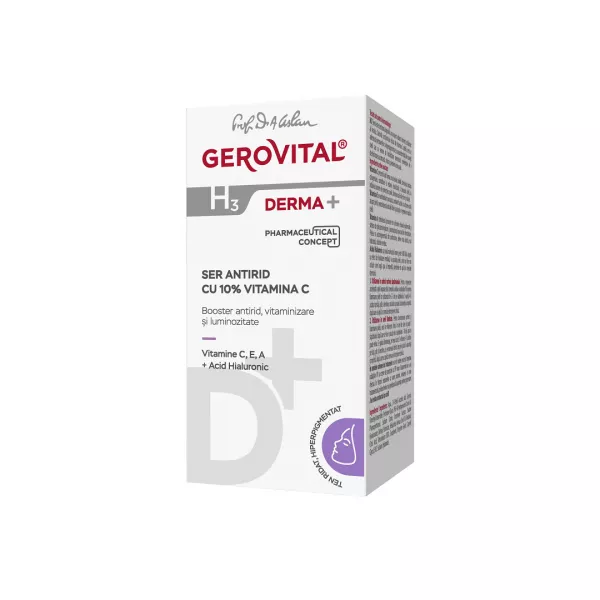 Ser antirid cu 10% Vitamina C H3 Derma+, 15 ml, Gerovital