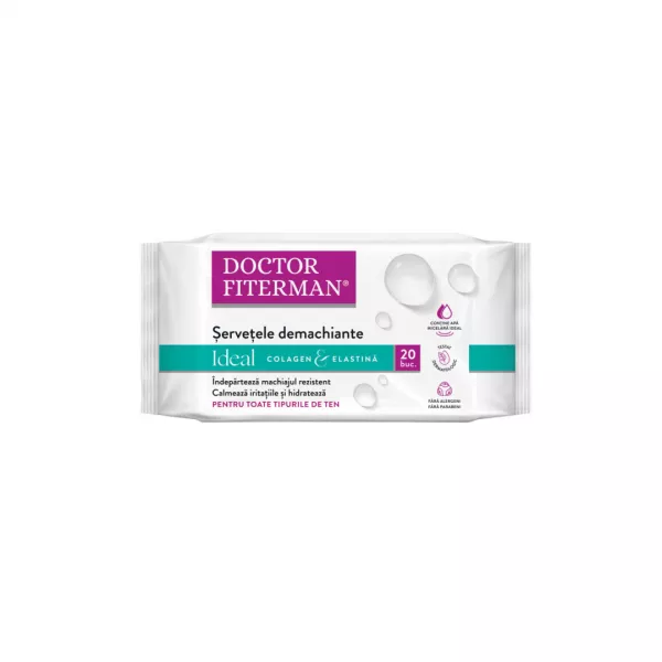 Servetele demachiante Ideal Colagen & Elastina, 20 bucati, Doctor Fiterman