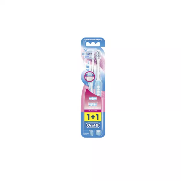 Set 2 periute ORAL-B Manual Ultrathin Precision Gum Care Extrasoft, alb-albastru