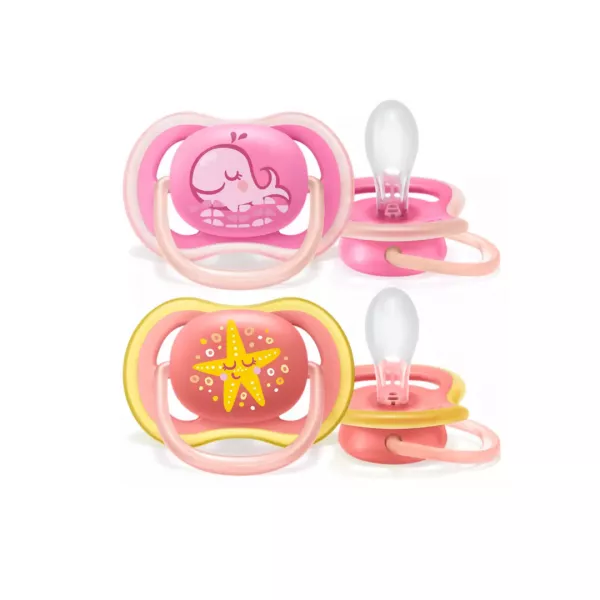 Set 2 suzete Ultra Air SCF 085/04, 6-18 luni, fete, Philips Avent