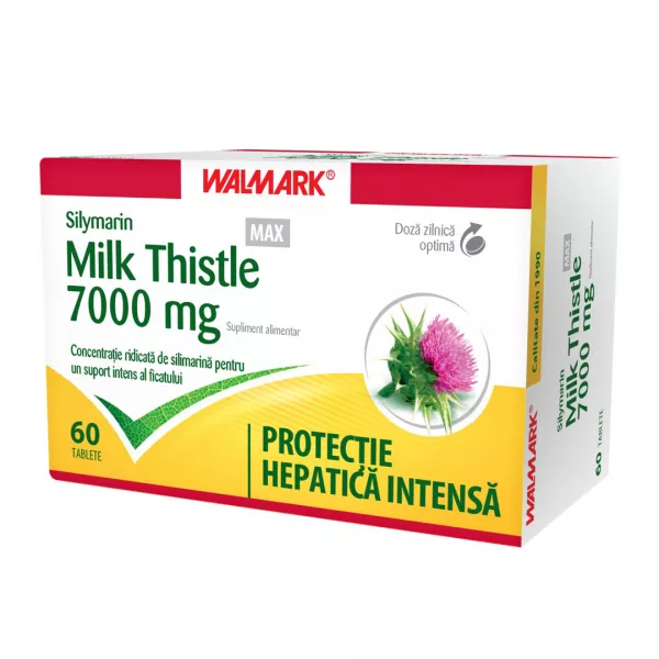Silymarin Milk Thistle MAX, 7000 mg, 60 comprimate filmate, Walmark
