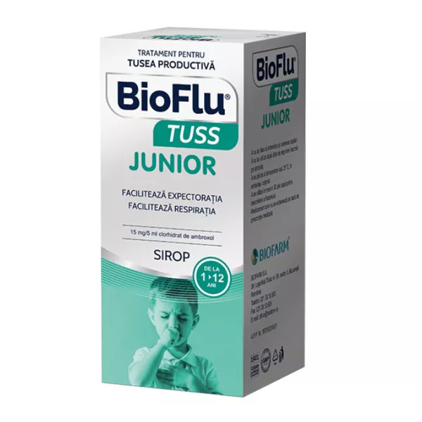 Sirop BioFlu&reg; Tuss Junior, 100 ml, Biofarm
