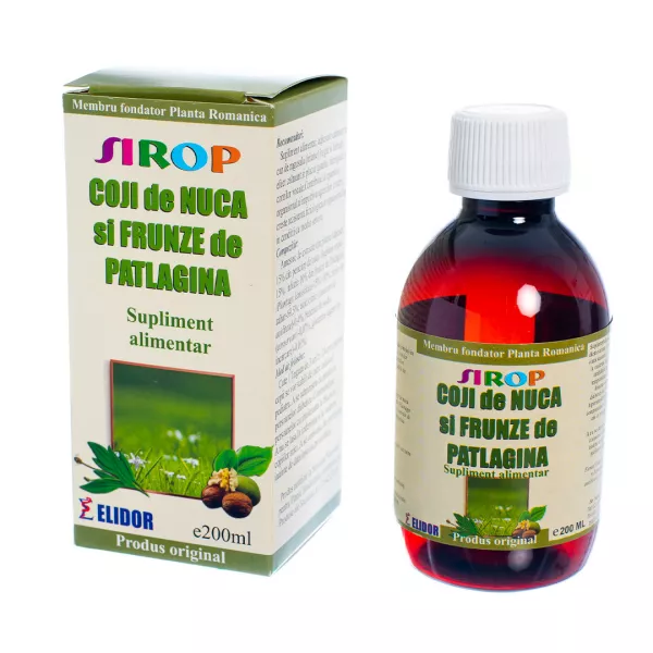 Sirop coji de nuca si patlagina, 200 ml, Elidor