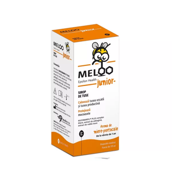 Sirop de tuse cu aroma de miere si portocale Meloo Junior, 175 ml, Epsilon Health