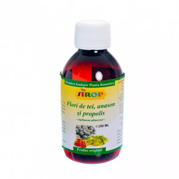 Sirop din flori de tei, anason si propolis, 100 ml, Elidor