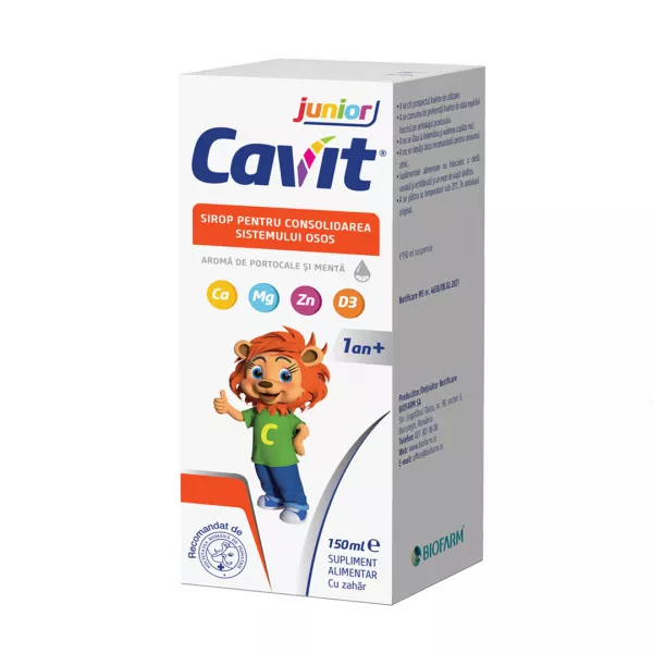 Sirop pentru consolidarea sistemului osos Cavit junior, 150 ml, Biofarm