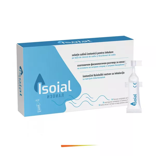Solutie salina pentru nas infundat Isoial, 15 flacoane x 5 ml, Naturpharma