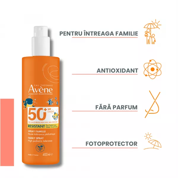 Spray cu protectie solara Familie SPF 50+, 400 ml, Avene
