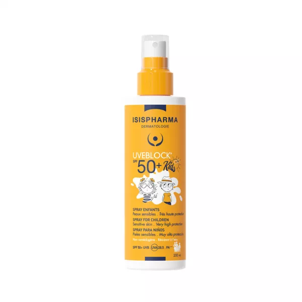 Spray cu protectie solara pentru copii UVEBLOCK SPF 50+ KIDS, 200 ml, Isis Pharma