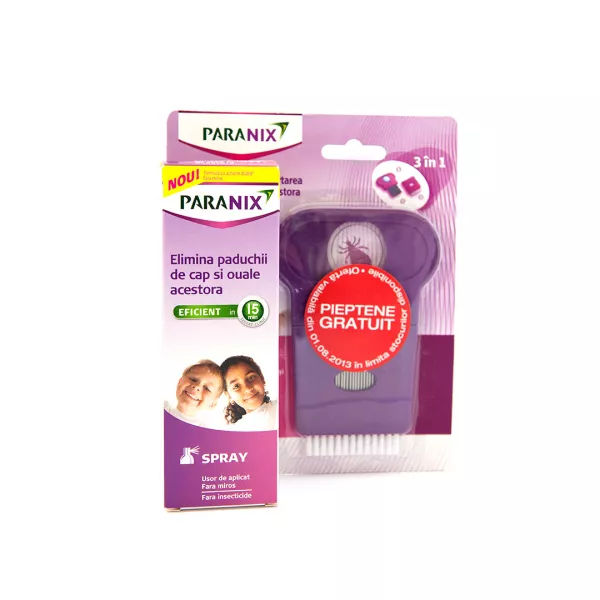 Spray Paranix, 100 ml, tratament inpotriva paduchilor + pieptene Paranix
