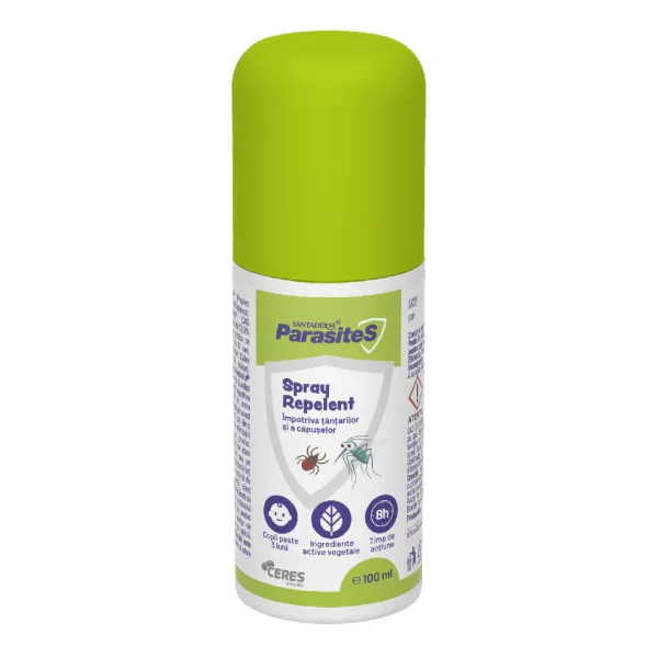 Spray repelent impotriva tantarilor si a capuselor Parasites Santaderm, 100ml, Viva Pharma