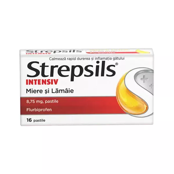 Strepsils Intensiv Miere si Lamaie 8,75 mg, 16 pastile, Reckitt Benckiser Healthcare