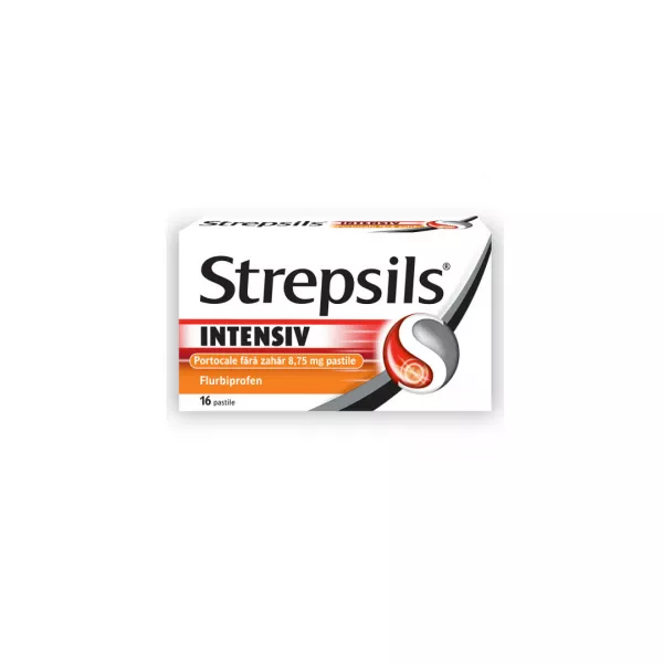 Strepsils Intensiv fara zahar cu aroma de portocale, 16 pastile, Reckitt Benckiser Healthcare