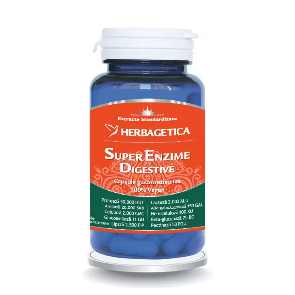 Super Enzime Digestive, 30 capsule, Herbagetica