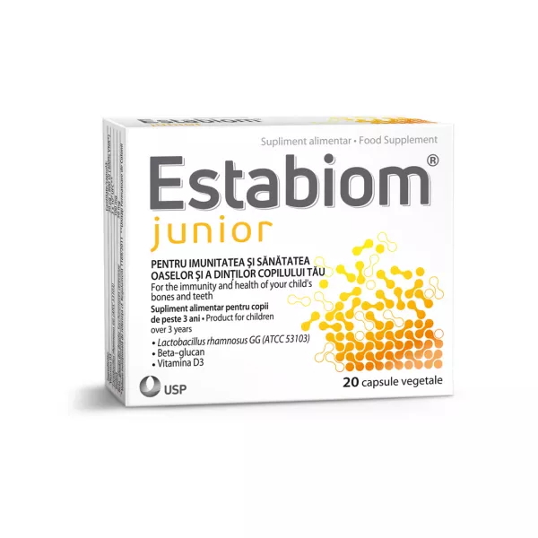 Supliment alimentar pentru copii, Estabiom Junior, 20 capsule, USP