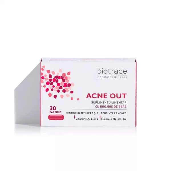 Supliment alimentar pentru ten gras cu tendinta acneica Acne Out, 30 capsule, Biotrade