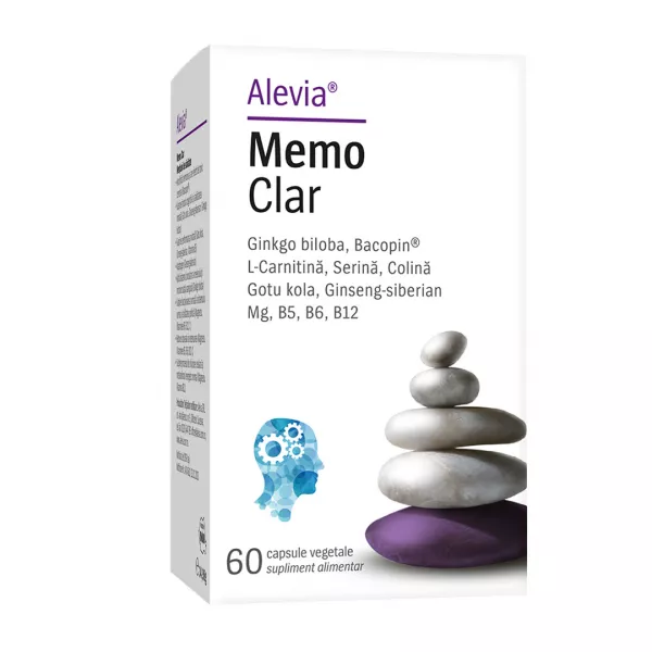 Supliment pentru memorie si focus Memo Clar, 60 capsule vegetale, Alevia